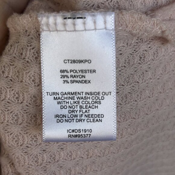 Sanctuary Light Pink Lettuce Edge Mock Neck Textured Sweater Size Small - Picture 5 of 6